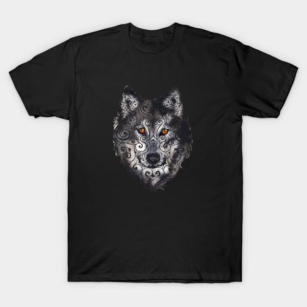 Swirly Wolf T-Shirt by VectorInk